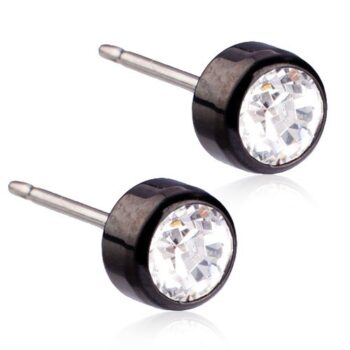 Must titaan Bezel valge kristalliga 4mm