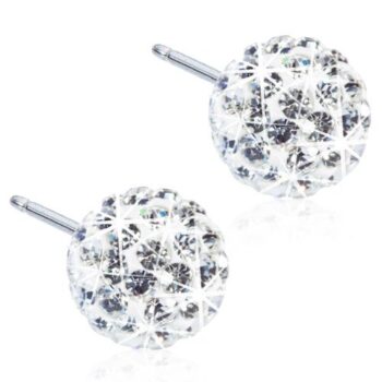Naturaalne titaan valge discopall kirstallidega 6mm