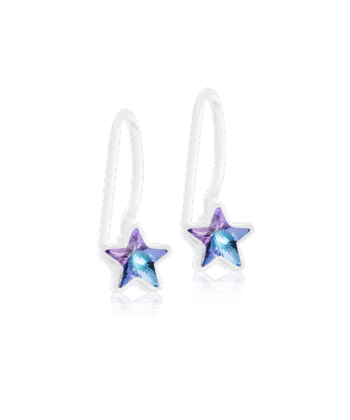 UUS! Blomdahl Medical kõrvarõngad, meditsiiniline plastik, niklivaba, Pendant Fixed Star Lilac shimmer konksuga helesinine täht, kristall 5mm
