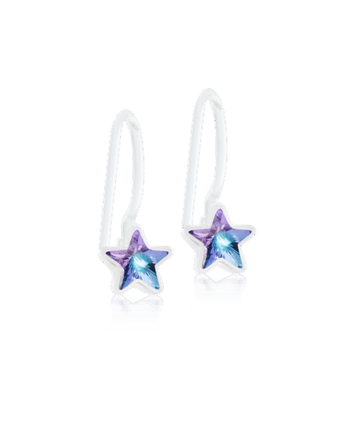UUS! Blomdahl Medical kõrvarõngad, meditsiiniline plastik, niklivaba, Pendant Fixed Star Lilac shimmer konksuga helesinine täht, kristall 5mm