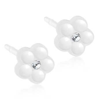 Meditsiiniline plastik 0% niklit Daisy Pearl valge lill/valge süda 6mm