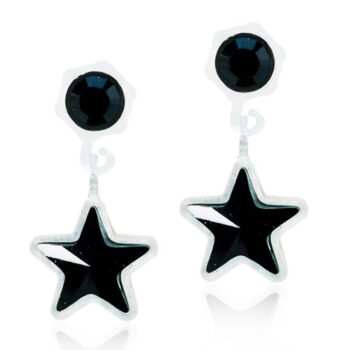 Pendant Star Jet must täpp rippuva tähega kristall 4/6mm