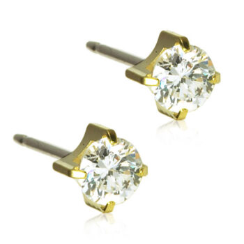 Kullatud titaan Tiffany CZ White valge kristall 5mm