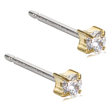 Kullatud titaan Tiffany CZ White valge kristall 3mm