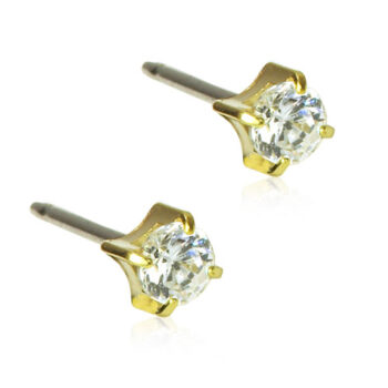 Kullatud titaan Tiffany CZ White valge kristall 4mm