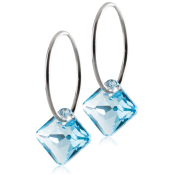 Natural Titanium Square 9mm Aquamarine helesinine kristall 14mm rõngas