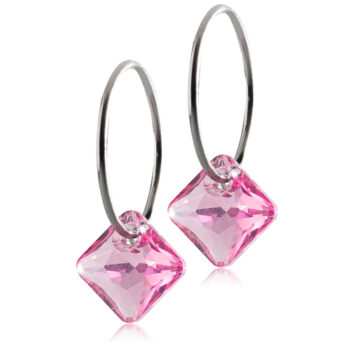 Natural Titanium Square 9mm Rose roosa kristall 14mm rõngas