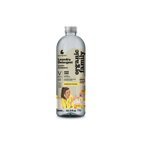 PURENN 100% biolagunev ja looduslik kontsentreeritud kummeliekstraktiga riidepesugeel laste riietele Happy Moments, 1000 ml