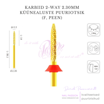 Karbiid küünealuste puuriotsik 2-Way F (GOLD)