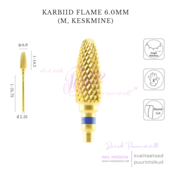 Karbiid puuriotsik Flame 6.0mm M (GOLD)