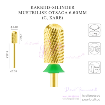 Puuriotsik karbiid-silinder mustrilise otsaga 6.60mm C (GOLD)