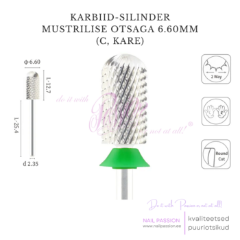 Puuriotsik karbiid-silinder mustrilise otsaga 6.60mm C (SILVER)