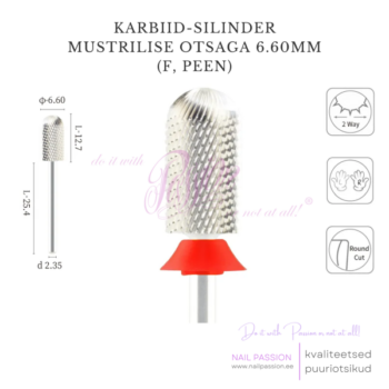 Puuriotsik karbiid-silinder mustrilise otsaga 6.60mm F (SILVER)