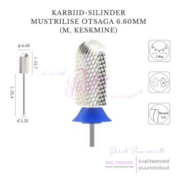 Puuriotsik karbiid-silinder mustrilise otsaga 6.60mm M (SILVER)