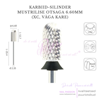 Puuriotsik karbiid-silinder mustrilise otsaga 6.60mm XC (SILVER)