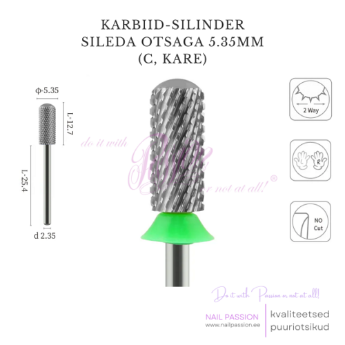Puuriotsik karbiid-silinder sileda otsaga