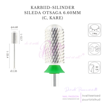 Puuriotsik karbiid-silinder sileda otsaga 6.60mm C (SILVER)