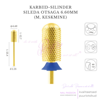 Puuriotsik karbiid-silinder sileda otsaga 6.60mm M (GOLD)