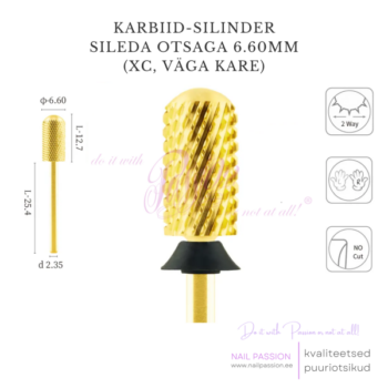 Puuriotsik karbiid-silinder sileda otsaga 6.60mm XC (GOLD)