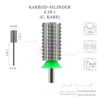 Karbiid-silinder 3in1 puuriotsik C (SILVER)