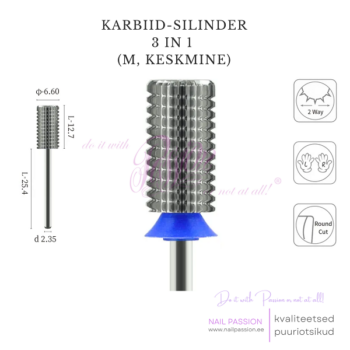 Karbiid-silinder 3in1 puuriotsik M (SILVER)