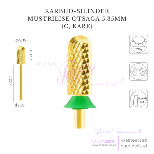 Puuriotsik karbiid-silinder mustrilise otsaga C