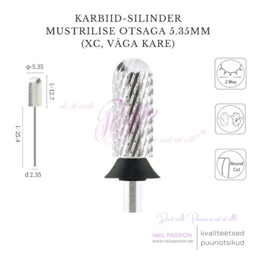 Puuriotsik karbiid-silinder mustrilise otsaga XC