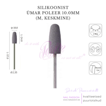 Silikoonist ümar poleer 10.0mm M (DARK GREY)