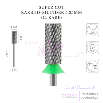 Super Cut karbiid-silinder puuriotsik 5.35mm C (UNCOATED)