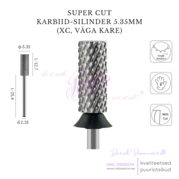 Super Cut karbiid-silinder puuriotsik 5.35mm XC (UNCOATED)