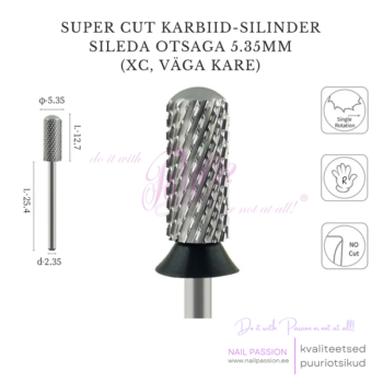 Super Cut karbiid-silinder puuriotsik sileda otsaga 5.35mm XC (UNCOATED)