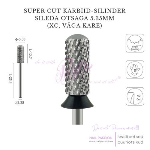 Super Cut karbiid-silinder puuriotsik sileda otsaga XC