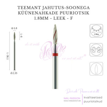 Jahutus-soonega küünenahkade teemantotsik 1.8mm leek F