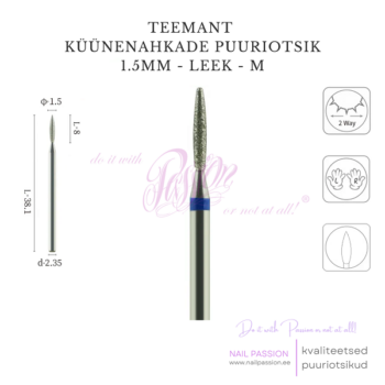 Küünenahkade teemantotsik 1.5mm leek M