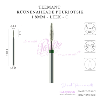 Küünenahkade teemantotsik 1.8mm leek C