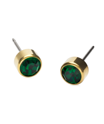 Golden Titanium kullatud titaan Bezel Emerald tumeroheline kristall 6mm