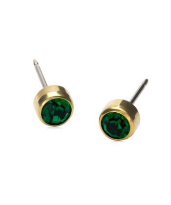 Golden Titanium kullatud titaan Bezel Emerald tumeroheline kristall 5mm