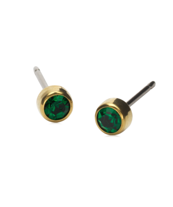 Golden Titanium kullatud titaan Bezel Emerald tumeroheline kristall 4mm