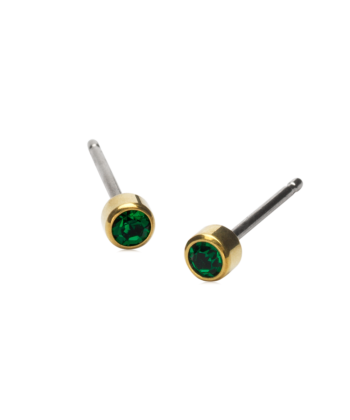 Golden Titanium kullatud titaan Bezel Emerald tumeroheline kristall 3mm