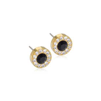 Golden Titanium Brilliance Halo, Crystal/Black kullatud titaan valgete/musta kristallidega 8mm