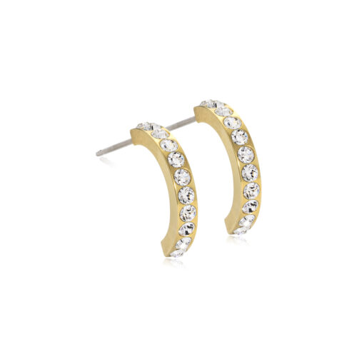 Golden Titanium Brilliance Curved, Crystal kullatud titaan valgete kristallidega 15mm