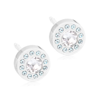 Meditsiiniline plastik niklivaba Brilliance Halo Aquamarine/Crystal 6mm