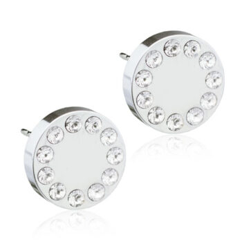 Silver Titanium Brilliance Puck Crystal hõbetitaan valgete kristallidega 8mm