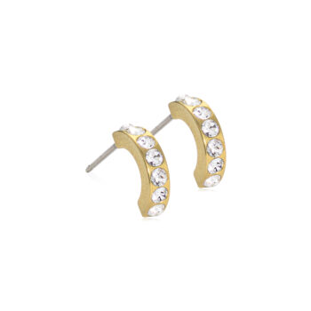 Golden Titanium Pendant Brilliance Curved, kullatud titaan valgete kristallidega 10mm