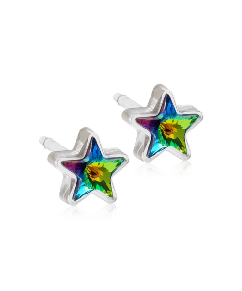 Meditsiiniline plastik niklivaba Star Green Shimmer sädelev rohekas täht kristall 6mm