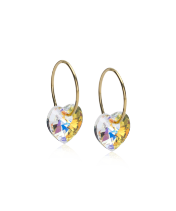 Kullatud titaan Heart Rainbow vikerkaarevärviline süda 10mm kristall 14mm rõngas