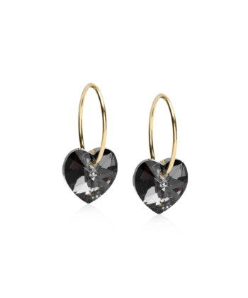 Kullatud titaan Heart Black must süda 10mm kristall 14mm rõngas