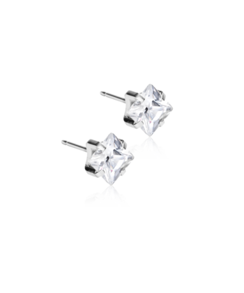 Silver Titanium Tiffany Edge CZ White hõbetitaan valge kristall 7mm