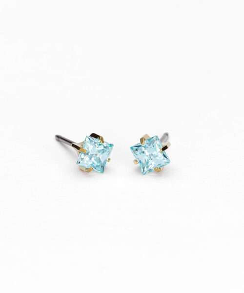 Blomdahl Medical kõrvarõngad golden titanium Tiffany Edge CZ aquamarine, helesinine kristall 5mm