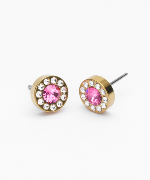 Blomdahl Medical kõrvarõngad Golden Titanium Brilliance Halo Crystal/Rose, kullatud titaan roosa ja valgete kristallidega 8mm